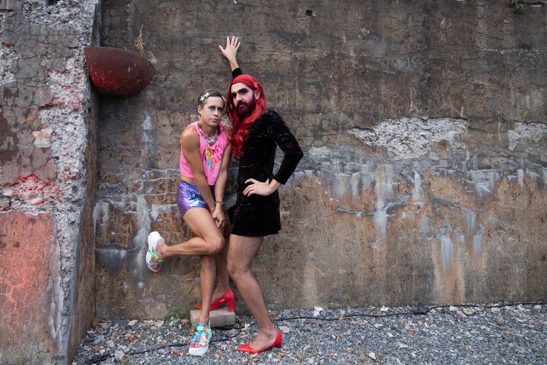 Images of people in creatively outrageous attire
